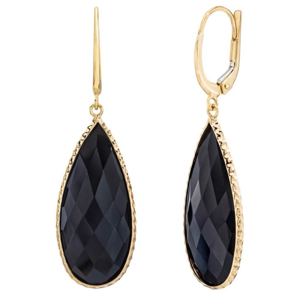14KT Gold and Onyx Drop Earrings